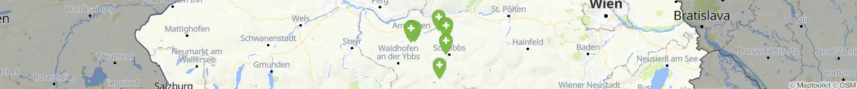 Kartenansicht für Apotheken-Notdienste in der Nähe von Wolfpassing (Scheibbs, Niederösterreich)